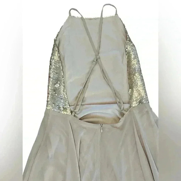 Lulu’s blush/champagne backless maxi dress with sequins on bodice. Size Medium - Picture 11 of 11